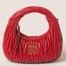 Miu Miu Wander Hobo Mini Bag in Red Matelasse Leather