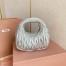 Miu Miu Wander Hobo Mini Bag in Silver Matelasse Leather