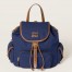 Miu Miu Large Backpack in Blue Canvas and Calfskin