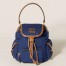 Miu Miu Small Backpack in Blue Canvas and Calfskin