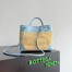 Bottega Veneta Andiamo Small Bag in Raffia and Blue Lambskin
