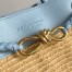Bottega Veneta Andiamo Small Bag in Raffia and Blue Lambskin