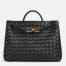 Bottega Veneta Medium Andiamo Bag In Black Intrecciato Lambskin