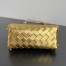 Bottega Veneta Concert Pouch in Gold Intrecciato Lambskin