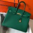 Hermes Malachite Clemence Birkin 35cm Bag