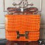 Hermes Orange Constance MM 24cm Crocodile Bag