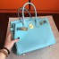 Hermes Blue Atoll Birkin 25cm Epsom Handmade Bag