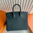 Hermes Birkin Officier 25 Handmade Bag in Vert Cypress Clemence Leather