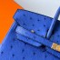 Hermes Birkin 25 Retourne Handmade Bag In Blue Zellige Ostrich Leather