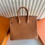 Hermes Birkin 25 Retourne Handmade Bag in Gold Ostrich Leather