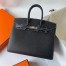Hermes Birkin 25 Sellier Handmade Bag In Noir Epsom Calfskin 