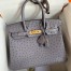 Hermes Birkin 30 Retourne Handmade Bag In Gris Agate Ostrich Leather 