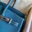 Hermes Birkin 35 Retourne Handmade Bag in Blue Jean Clemence Leather 