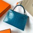 Hermes Kelly Mini II Sellier Handmade Bag in Blue Izmir Shiny Alligator Leather