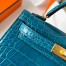 Hermes Kelly Mini II Sellier Handmade Bag in Blue Izmir Shiny Alligator Leather