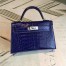 Hermes Blue Alligator Kelly Mini II Handmade Bag
