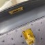 Hermes Gris Agate Ostrich Kelly Mini II Handmade Bag