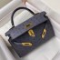 Hermes Gris Agate Ostrich Kelly Mini II Handmade Bag