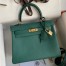 Hermes Kelly Retourne 25 Handmade Bag In Blue Paon Clemence Leather 