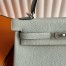 Hermes Kelly Retourne 25 Handmade Bag in Gris Neve Clemence Leather