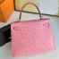 Hermes Kelly Sellier 25 Handmade Bag in Rose Bubblegum Ostrich Leather