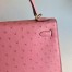 Hermes Kelly Sellier 25 Handmade Bag in Rose Bubblegum Ostrich Leather