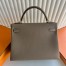 Hermes Kelly Retourne 35 Handmade Bag in Taupe Clemence Leather