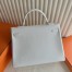 Hermes Kelly Retourne 35 Handmade Bag in White Clemence Leather