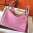 Hermes Pink Lindy 26cm Clemence Handmade Bag