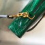 Hermes Kelly Mini II Bag In Green Crocodile Embossed Leather