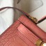 Hermes Kelly Mini II Bag In Pink Crocodile Embossed Leather