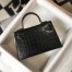 Hermes Kelly Mini II Bag In Black Embossed Crocodile Calfskin