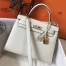  Hermes Kelly 25cm Sellier Bag In White Epsom Leather
