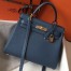 Hermes Blue Agate Clemence Kelly 28cm Bag