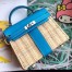Hermes Blue Picnic Kelly Mini 20cm Wicker Bag
