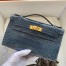 Hermes Blue Shiny Alligator Crocodile Kelly Pochette Bag