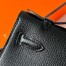 Hermes Kelly Pochette Handmade Bag In Black Chevre Mysore Leather 