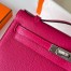 Hermes Kelly Pochette Handmade Bag In Rose Mexico Chevre Mysore Leather 