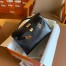 Hermes Kelly Pochette Handmade Bag In Black Lizard Skin 