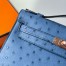 Hermes Kelly Pochette Handmade Bag in Mykonos Ostrich Leather