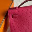 Hermes Kelly Pochette Handmade Bag in Rose Tyrien Ostrich Leather