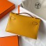 Hermes Kelly Pochette Handmade Bag In Jaune Ambre Swift Calfskin 