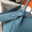 Hermes Lindy 30cm Bag In Blue Jean Clemence Leather 