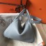 Hermes Lindy 30cm Bag In Blue Lin Clemence Leather