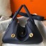 Hermes Lindy 30cm Bag In Navy Blue Clemence Leather