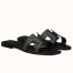 Hermes Oran Sandals In Black Leather With Stitched Detail