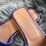 Hermes Oran Slide Sandals In Blue Electric Shiny Niloticus Crocodile Skin