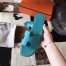 Hermes Oran Sandals In Blue Paon Epsom Leather