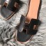 Hermes Oran Perforated Sandals In Black Swift Leather