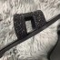 Hermes Oran Sandals In Black Suede With Black Crystal